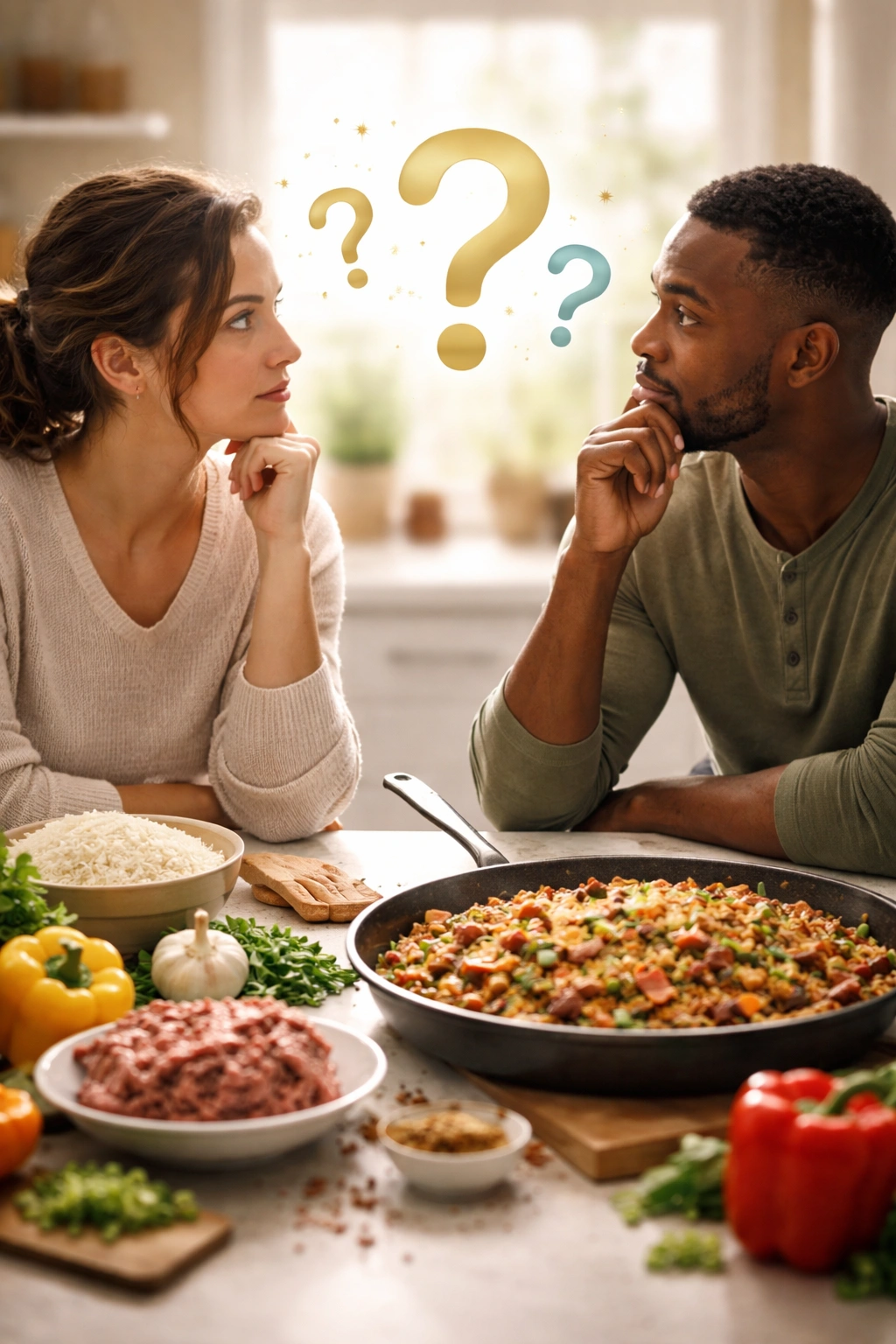 Abstract silhouettes representing questions in a studio setting, symbolizing frequently asked questions.